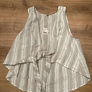 NWT Free People Beige Striped Tie-Front Tank Top
